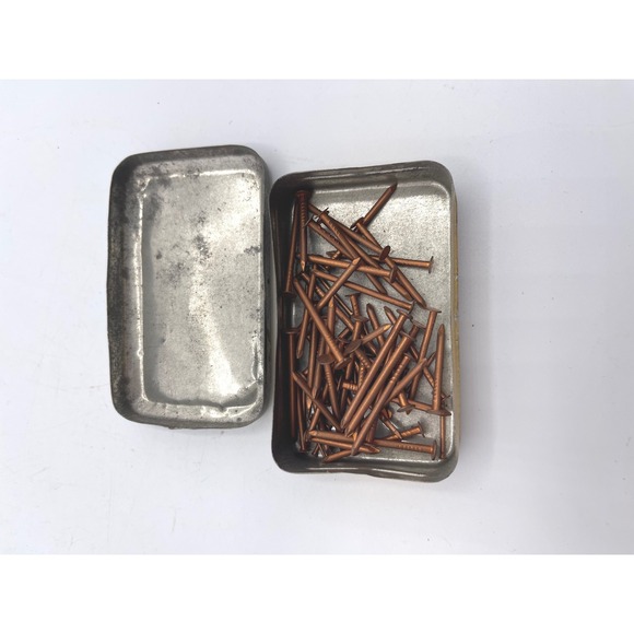 VTG John Hassall Brass Copper Nails Tin Box For Repairing Screens Gutters Boats - Picture 3 of 4